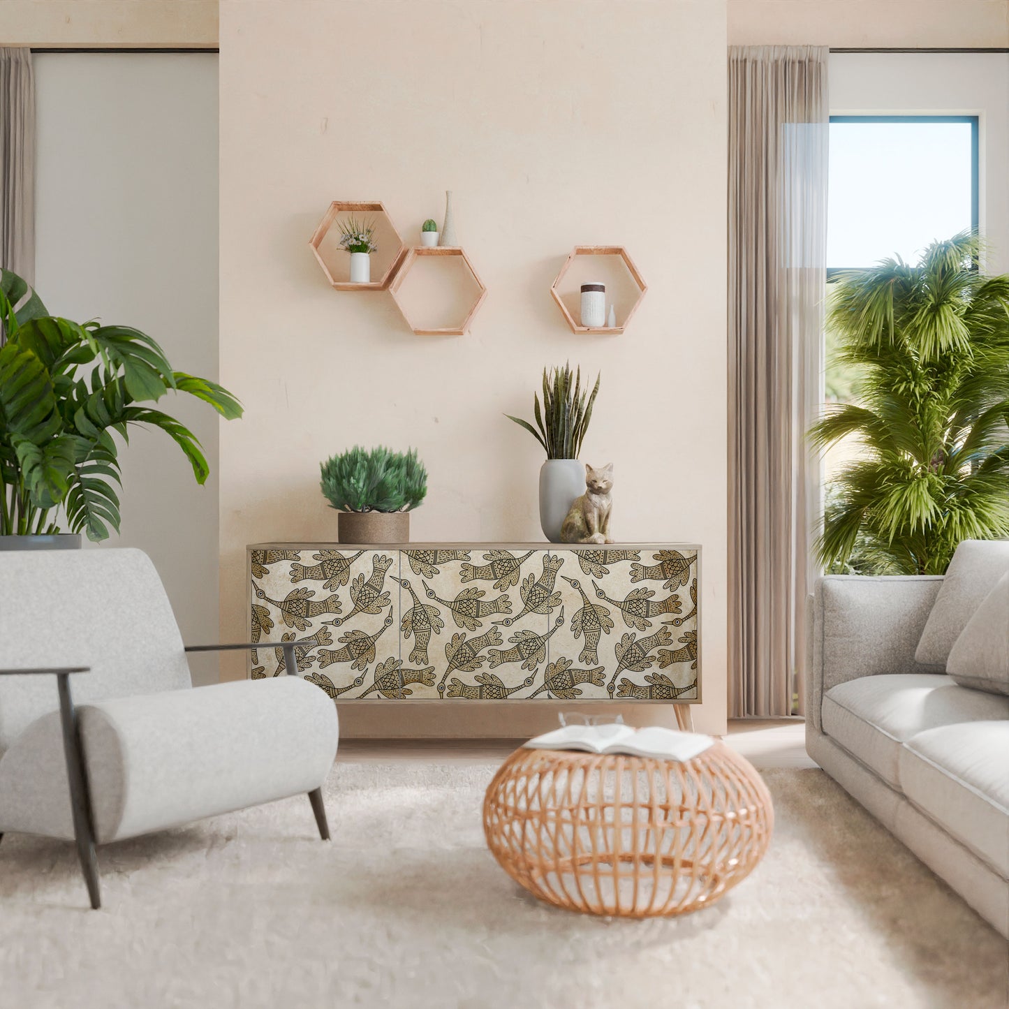 ALMONDINE SONGBIRD 3-Door Sideboard in Oak Effect