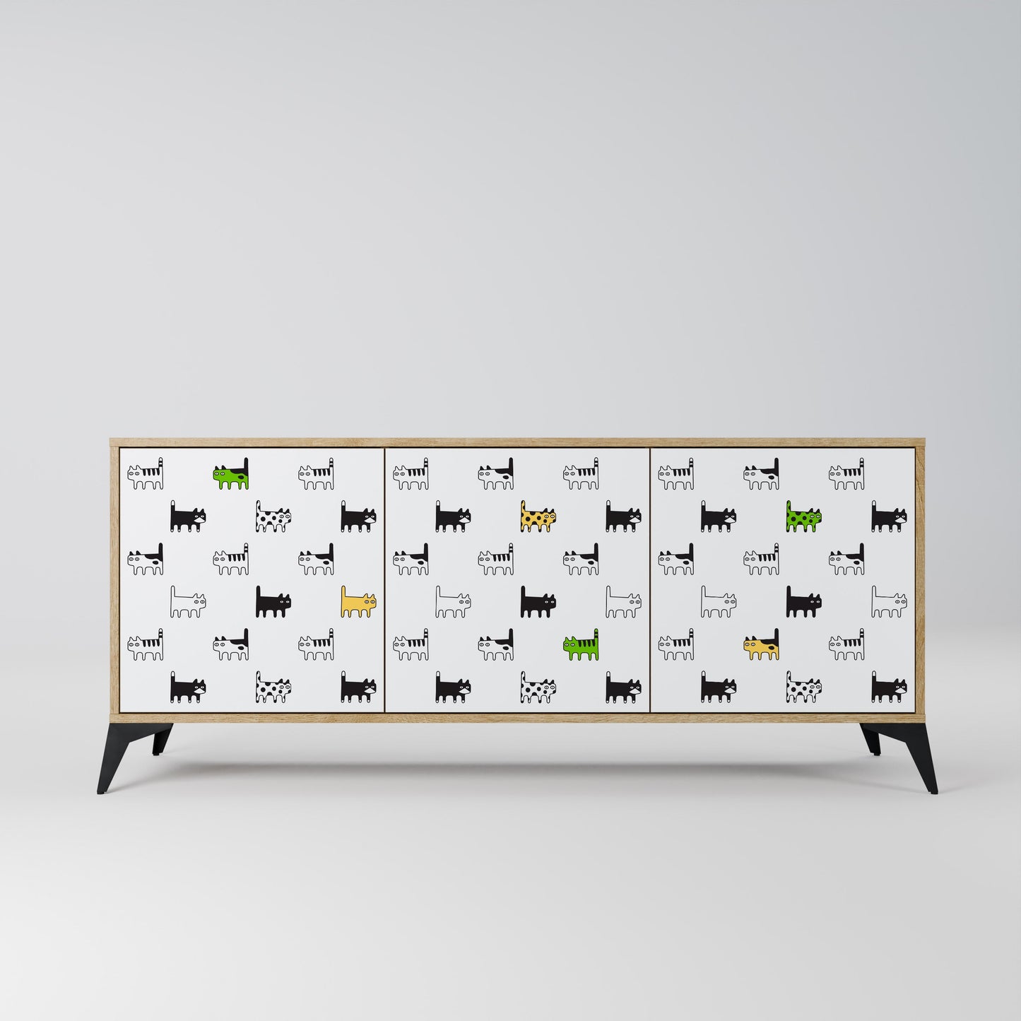 CATS COMPILATION 3-Door Sideboard in Oak Effect