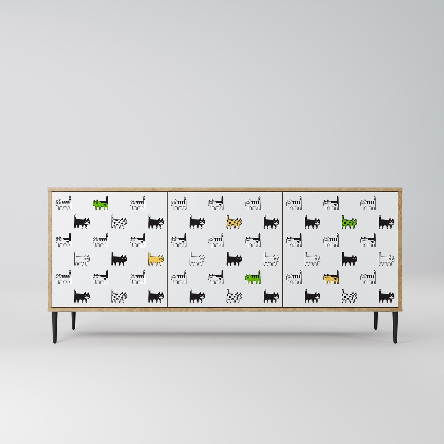 CATS COMPILATION 3-Door Sideboard in Oak Effect