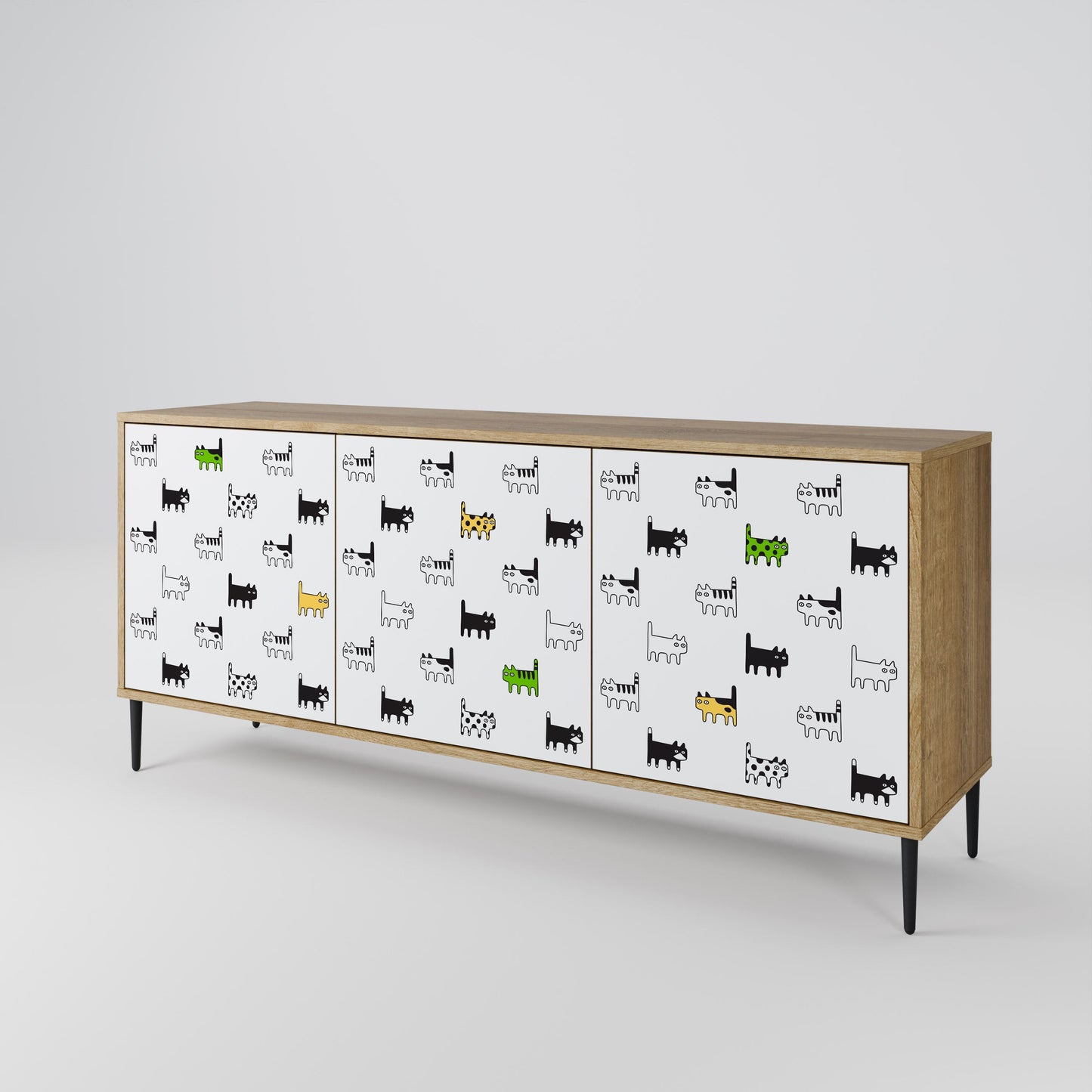 CATS COMPILATION 3-Door Sideboard in Oak Effect