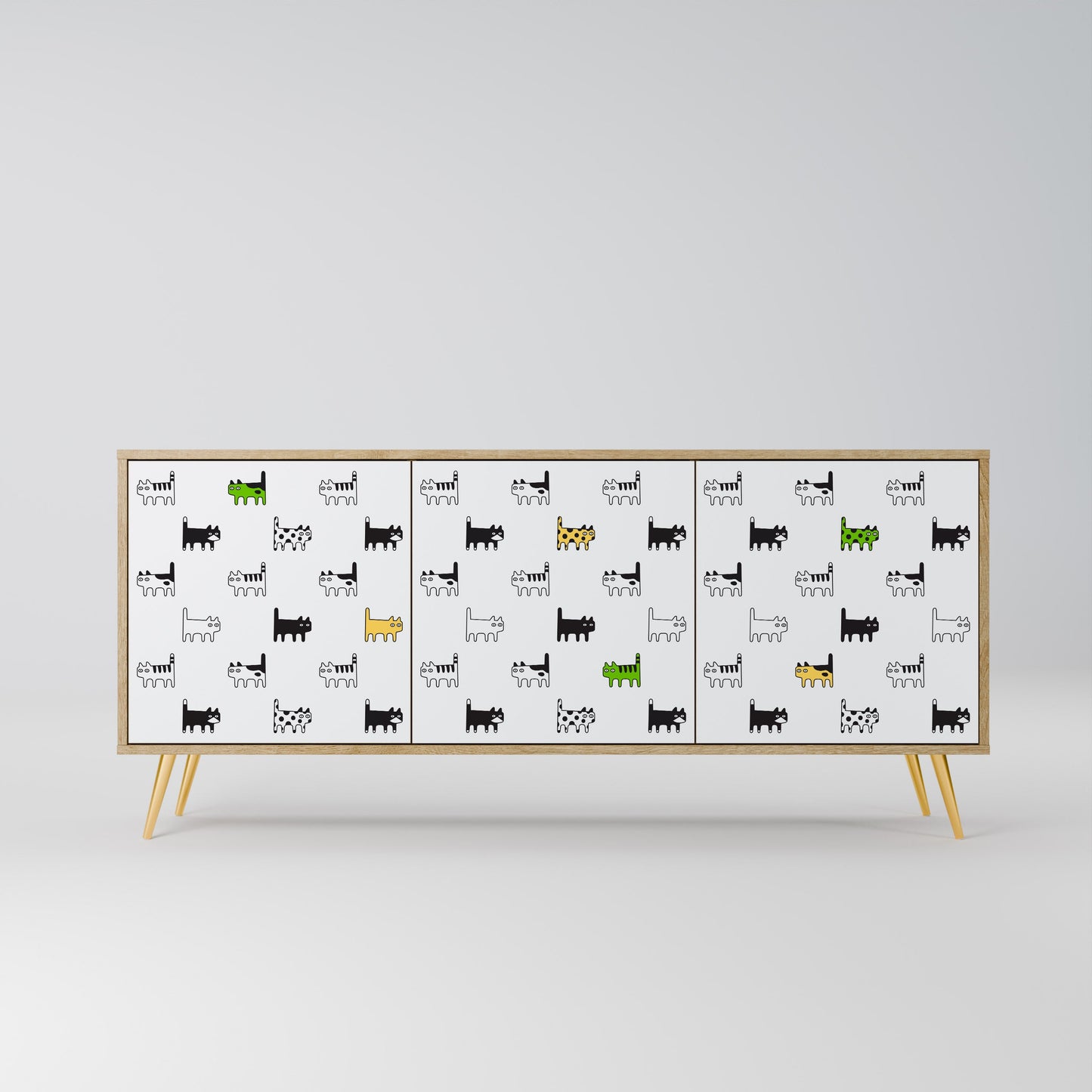 CATS COMPILATION 3-Door Sideboard in Oak Effect