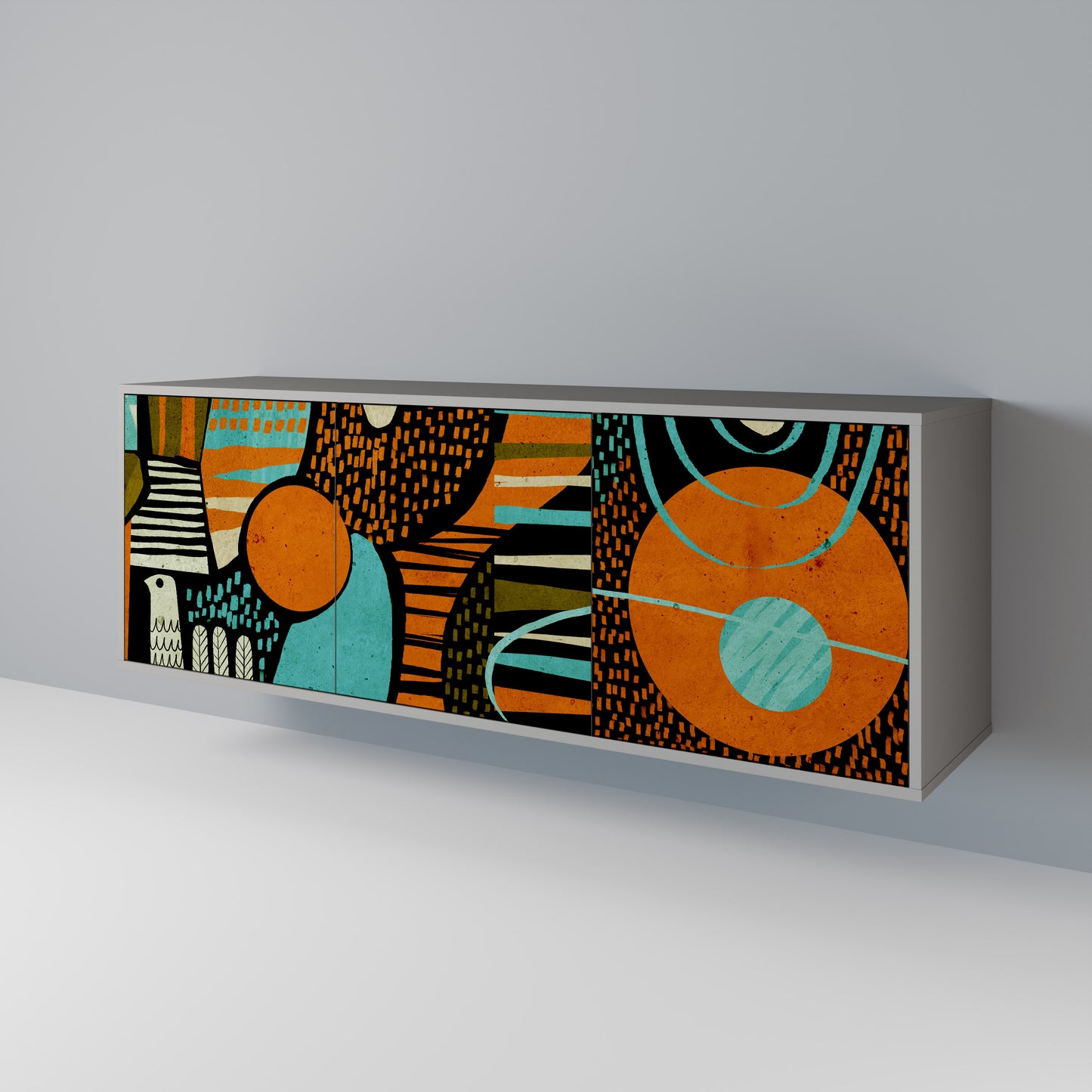 GEODE GLIMMER 3-Door Sideboard in Grey Finish