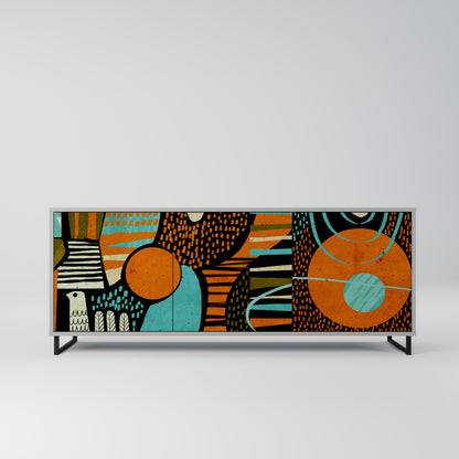 GEODE GLIMMER 3-Door Sideboard in Grey Finish