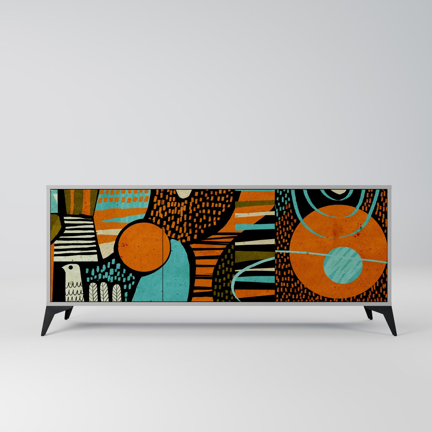 GEODE GLIMMER 3-Door Sideboard in Grey Finish