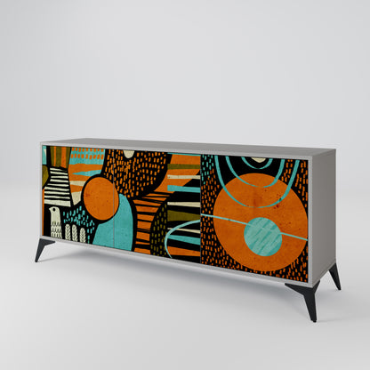 GEODE GLIMMER 3-Door Sideboard in Grey Finish