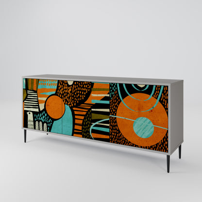 GEODE GLIMMER 3-Door Sideboard in Grey Finish