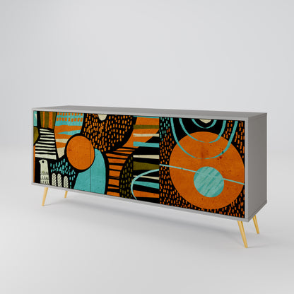 GEODE GLIMMER 3-Door Sideboard in Grey Finish
