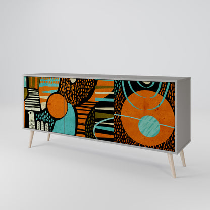 GEODE GLIMMER 3-Door Sideboard in Grey Finish