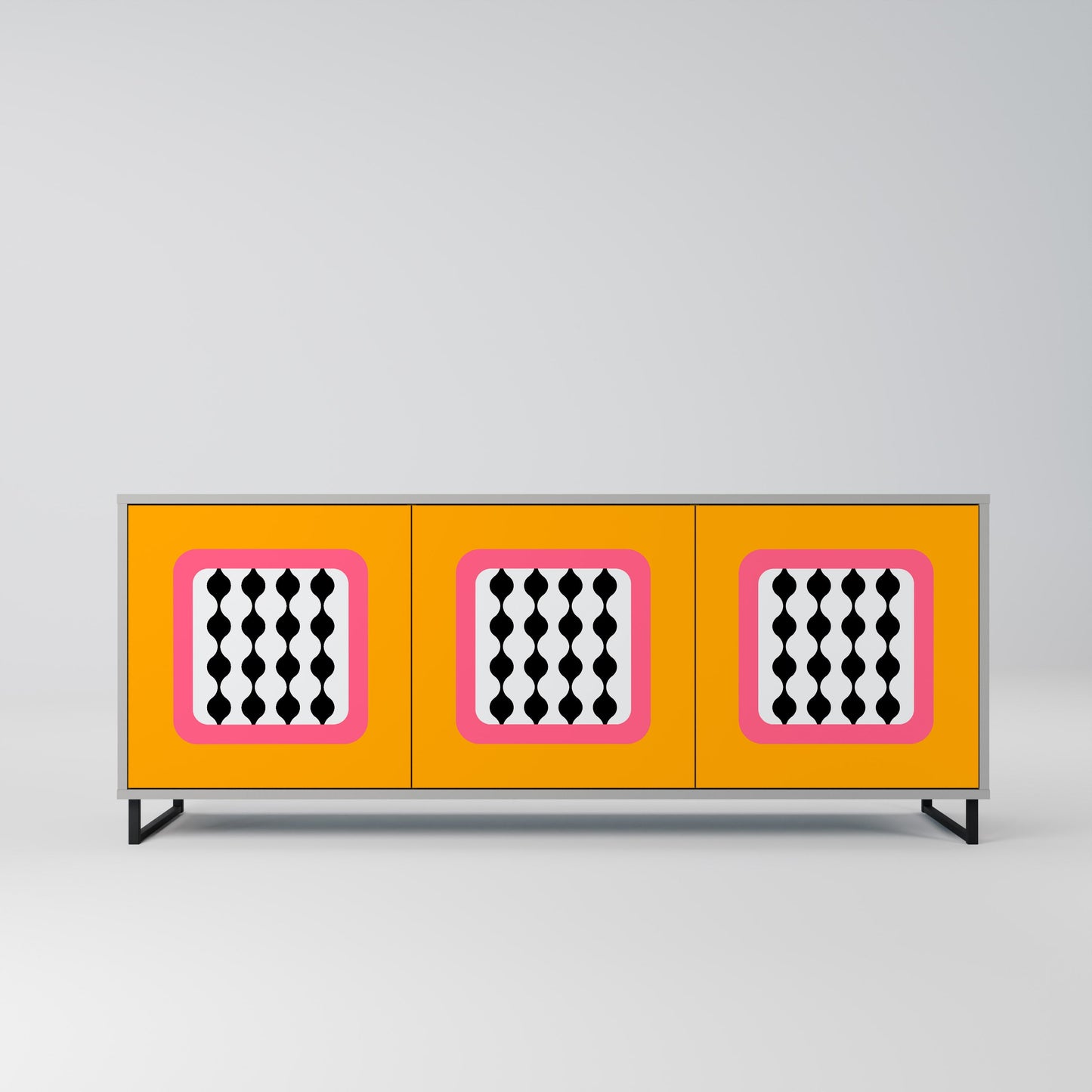 TEARS IN HEAVEN 3-Door Sideboard in Grey Finish