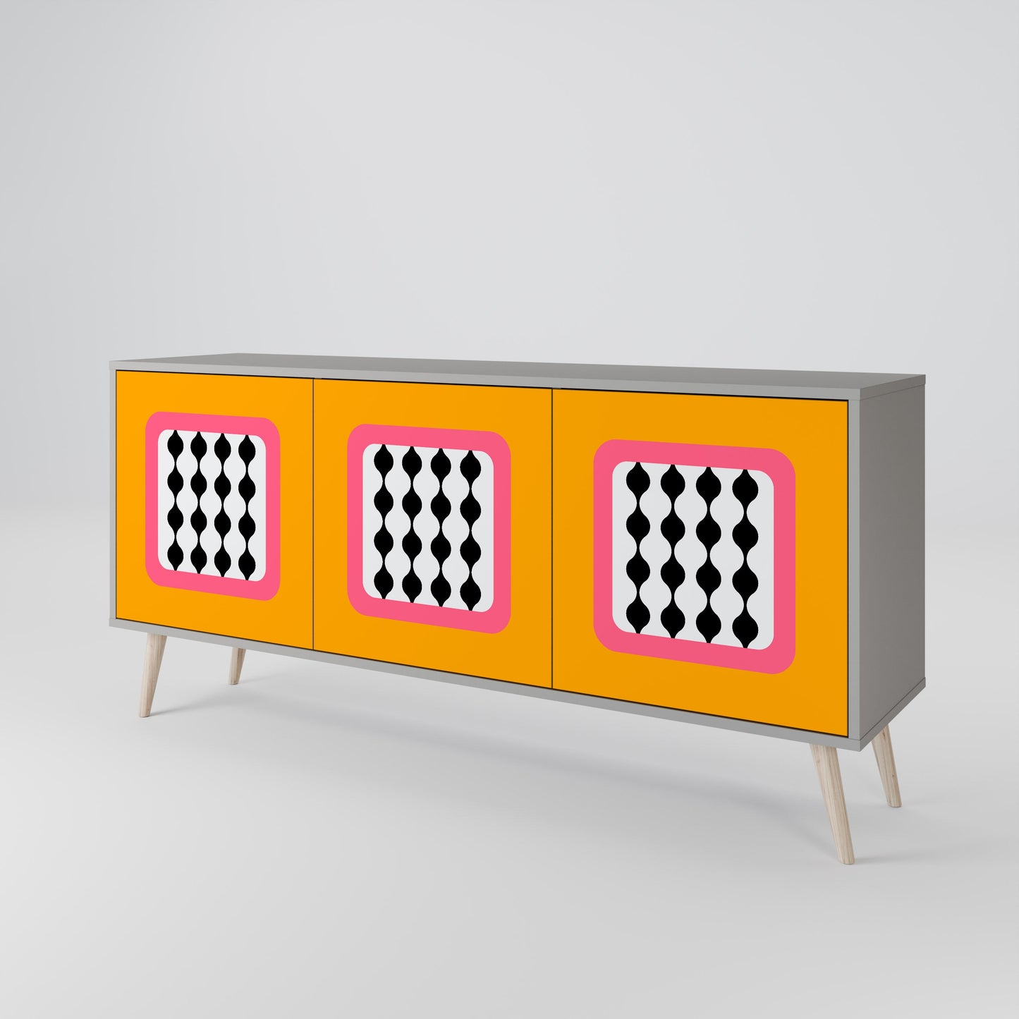 TEARS IN HEAVEN 3-Door Sideboard in Grey Finish