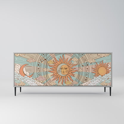 MYSTICAL STRUCTURE 3-Door Sideboard in Grey Finish