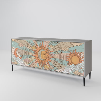 MYSTICAL STRUCTURE 3-Door Sideboard in Grey Finish