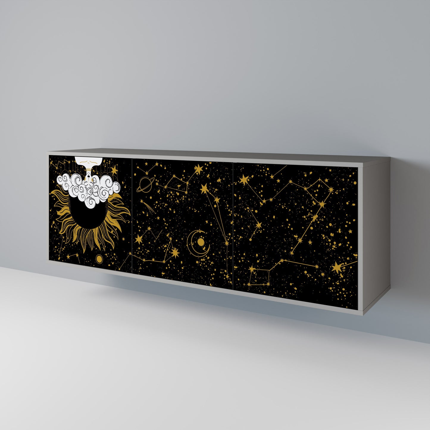 STELLAR CONSTELLATIONS 3-Door Sideboard in Grey Finish