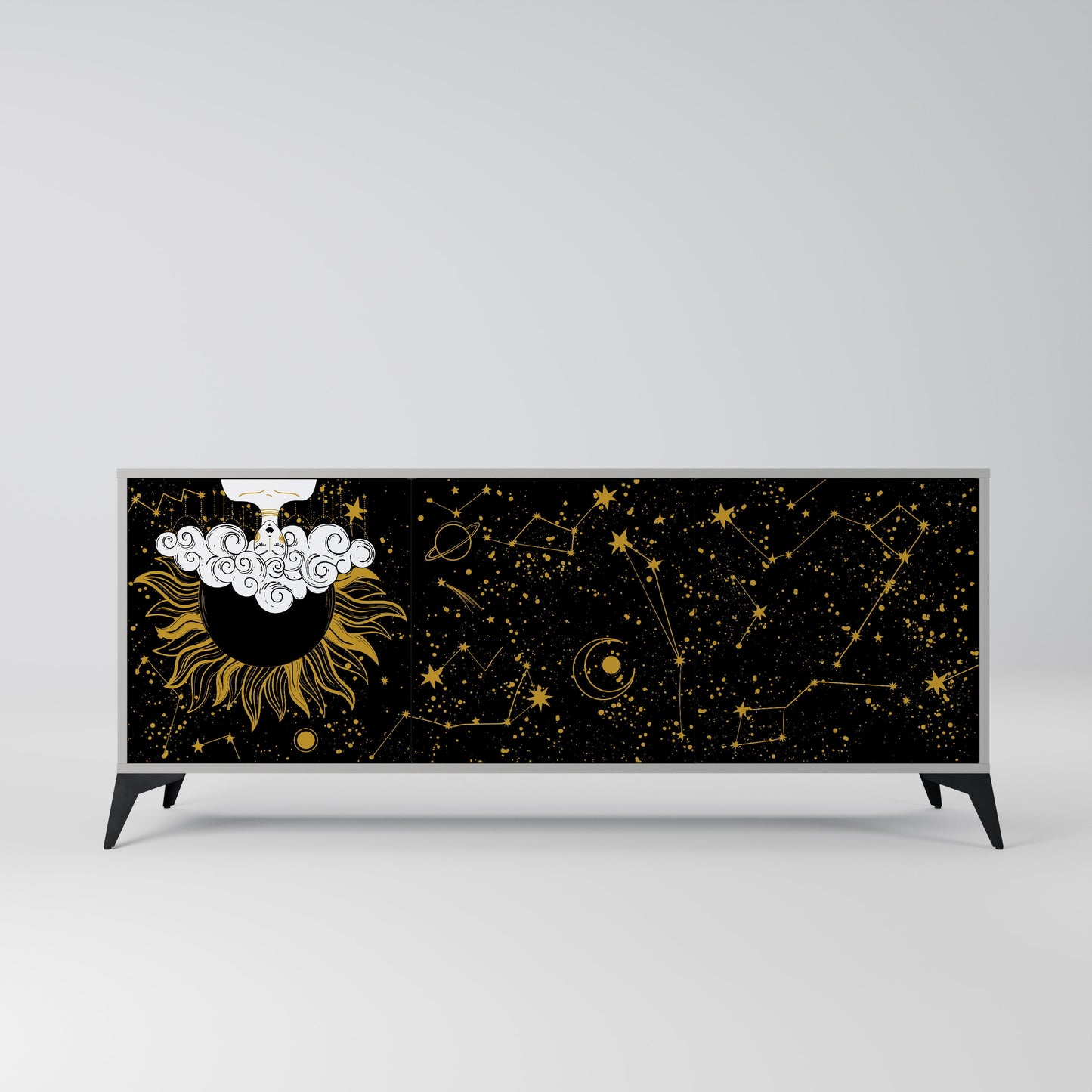 STELLAR CONSTELLATIONS 3-Door Sideboard in Grey Finish