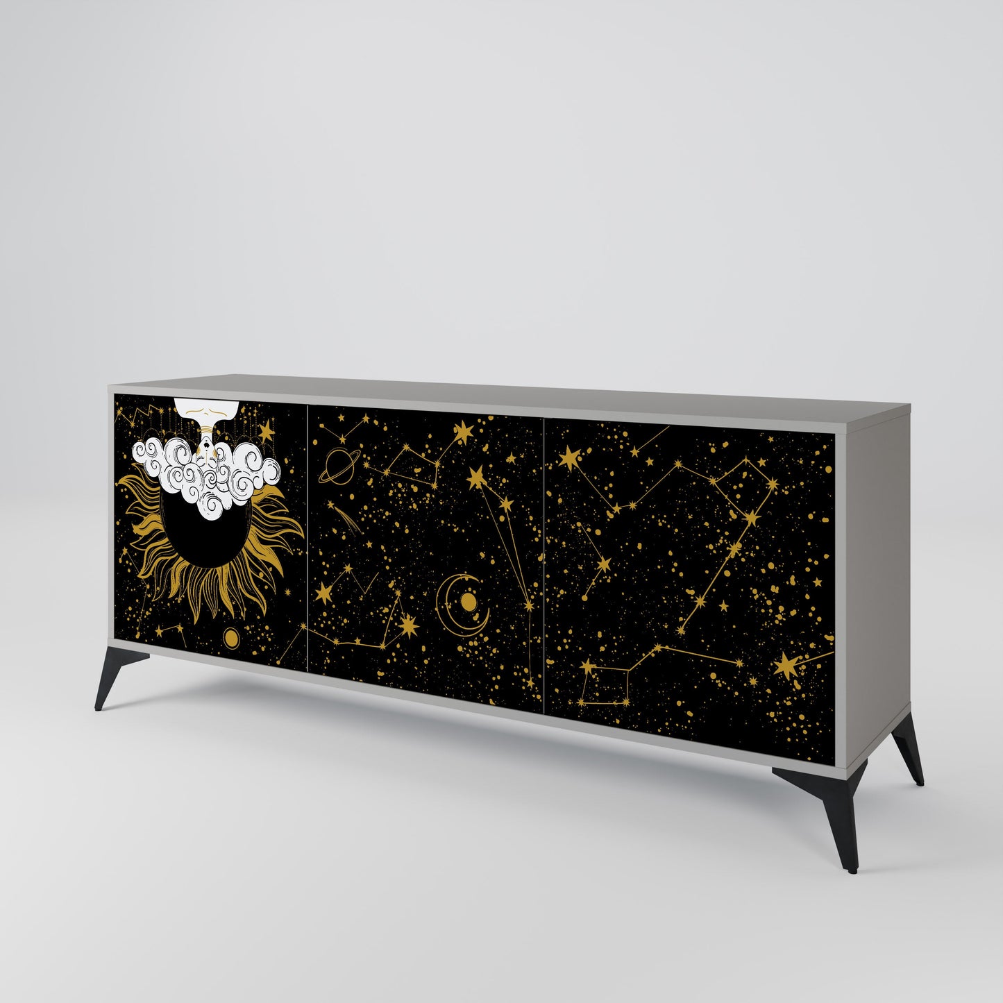 STELLAR CONSTELLATIONS 3-Door Sideboard in Grey Finish