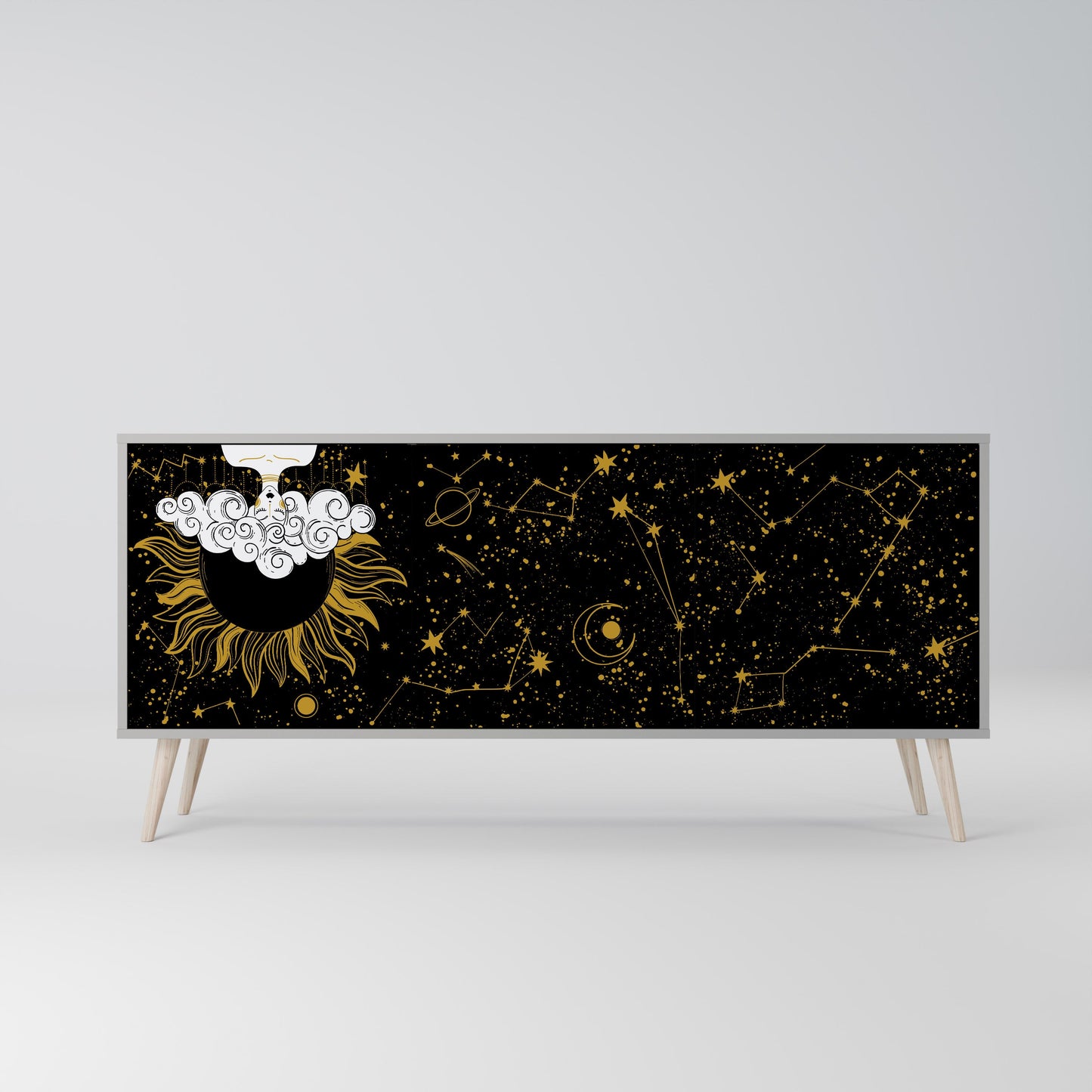 STELLAR CONSTELLATIONS 3-Door Sideboard in Grey Finish