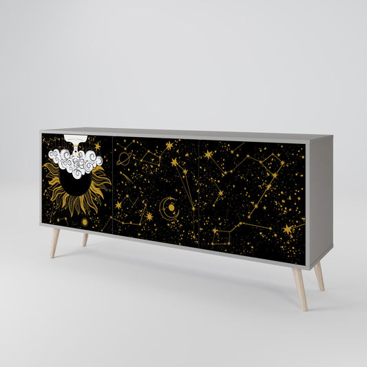 STELLAR CONSTELLATIONS 3-Door Sideboard in Grey Finish