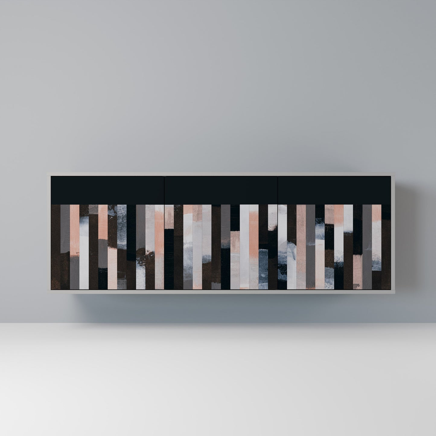 COLLAGE OF RECTANGLES 3-Door Sideboard in Grey Finish