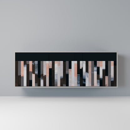 COLLAGE OF RECTANGLES 3-Door Sideboard in Grey Finish