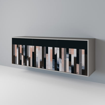 COLLAGE OF RECTANGLES 3-Door Sideboard in Grey Finish
