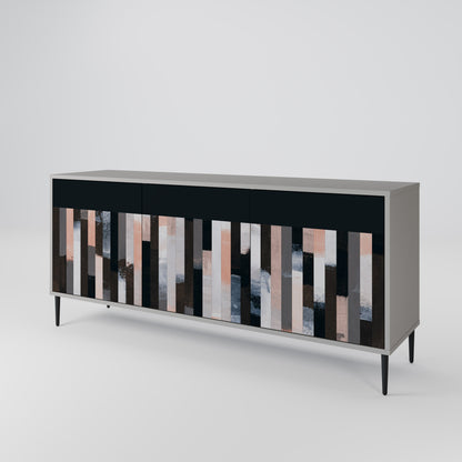 COLLAGE OF RECTANGLES 3-Door Sideboard in Grey Finish