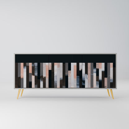 COLLAGE OF RECTANGLES 3-Door Sideboard in Grey Finish