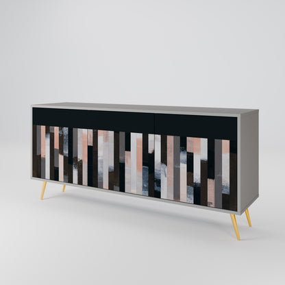 COLLAGE OF RECTANGLES 3-Door Sideboard in Grey Finish