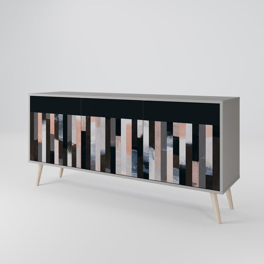 COLLAGE OF RECTANGLES 3-Door Sideboard in Grey Finish