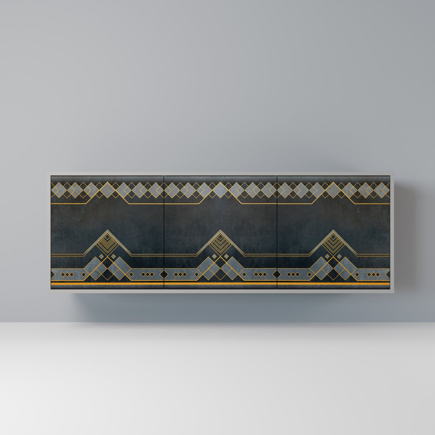 ROYAL ORDINARINESS 3-Door Sideboard in Grey Finish