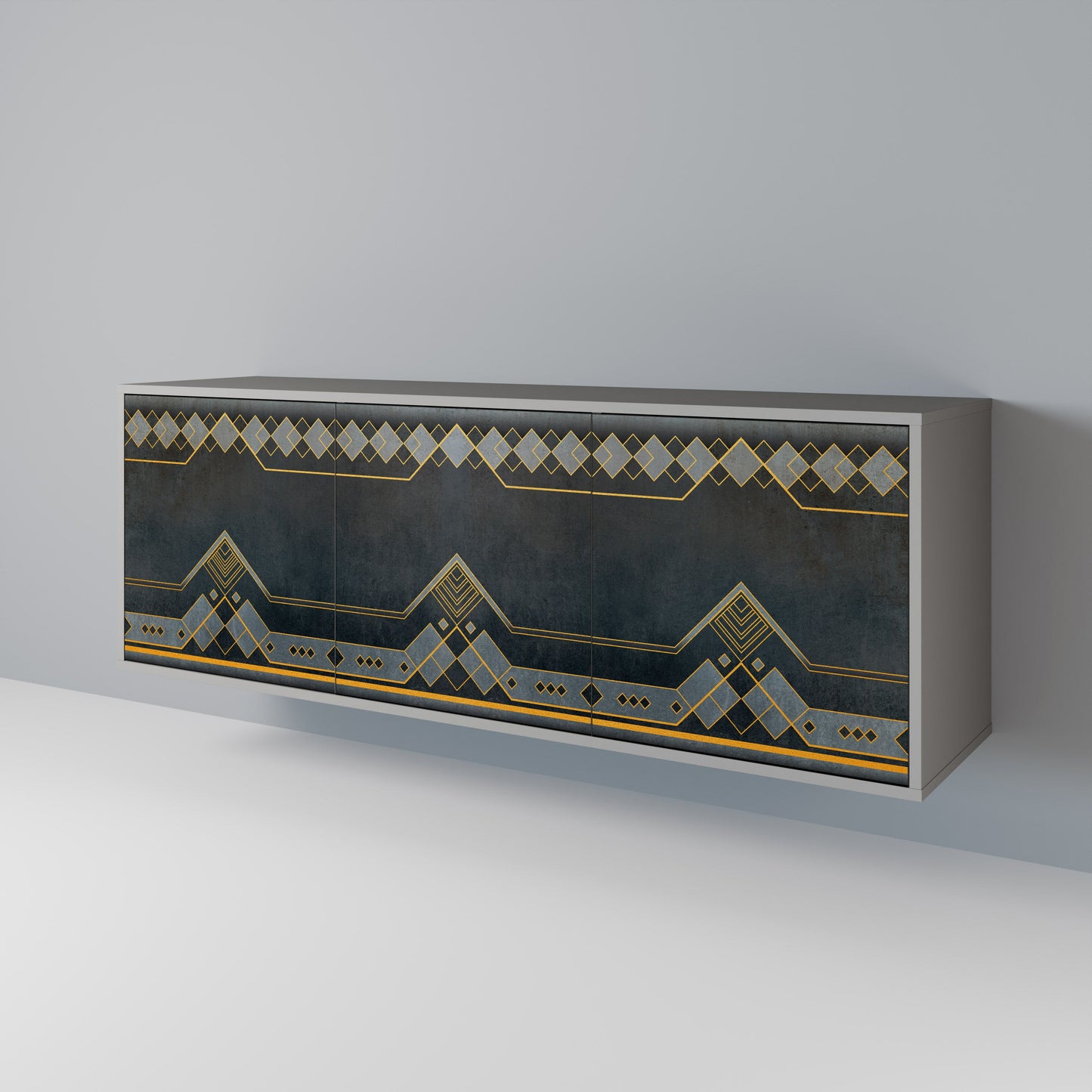 ROYAL ORDINARINESS 3-Door Sideboard in Grey Finish