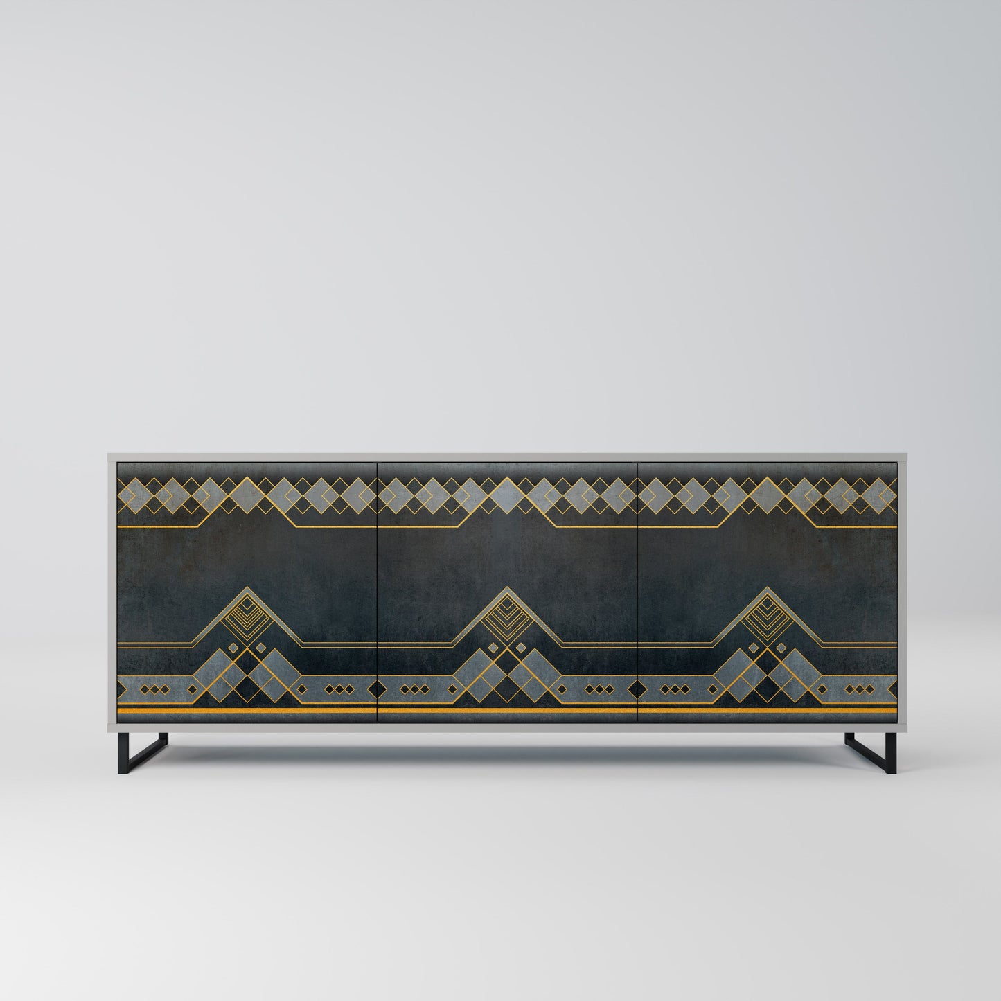 ROYAL ORDINARINESS 3-Door Sideboard in Grey Finish
