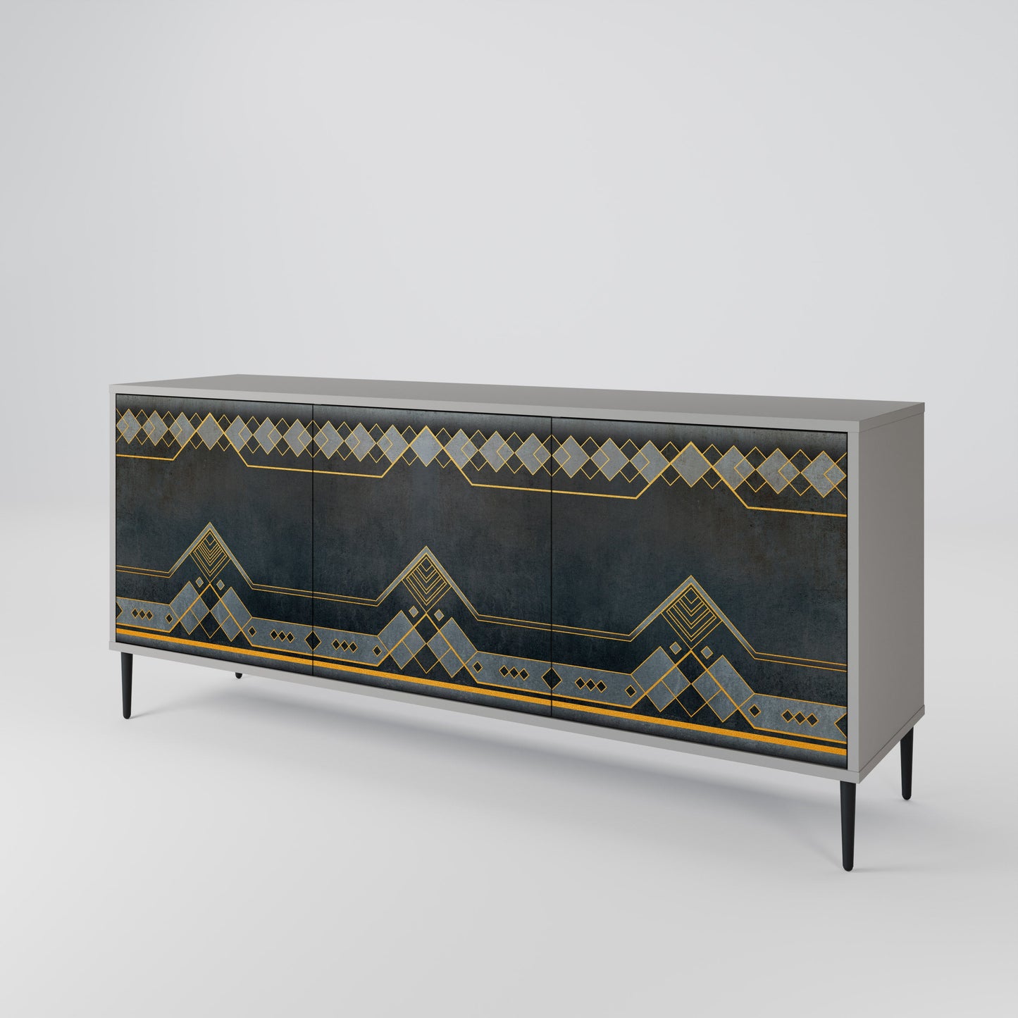 ROYAL ORDINARINESS 3-Door Sideboard in Grey Finish