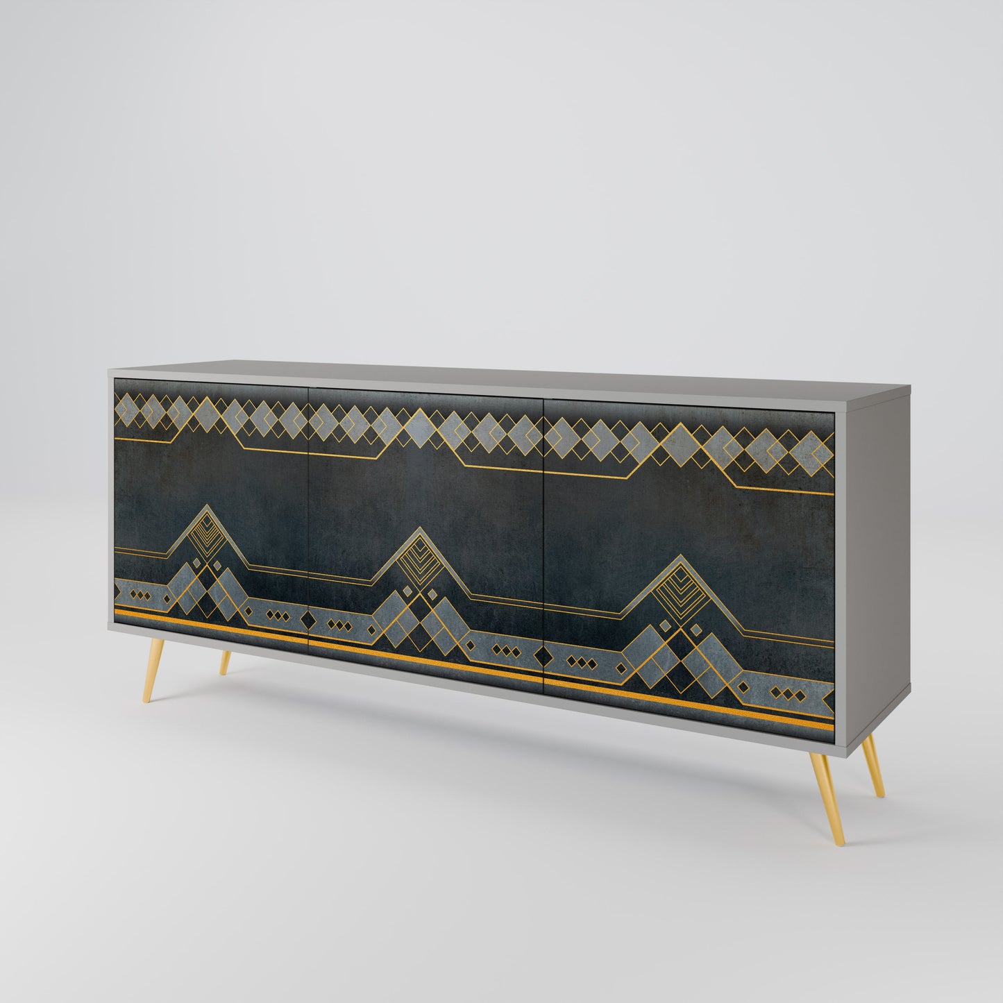 ROYAL ORDINARINESS 3-Door Sideboard in Grey Finish