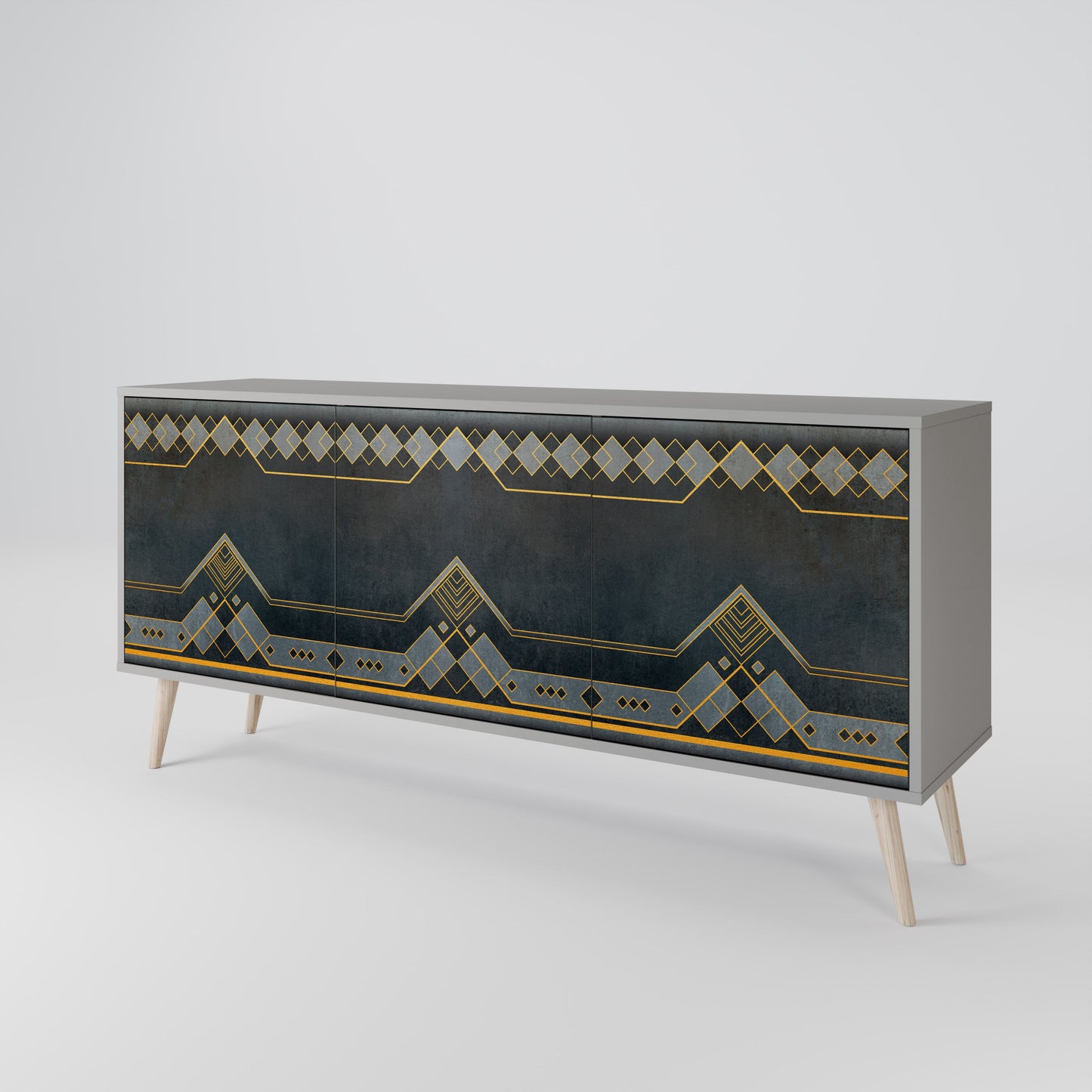 ROYAL ORDINARINESS 3-Door Sideboard in Grey Finish