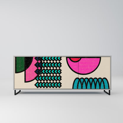 GEOMETRIC RHAPSODY 3-Door Sideboard in Grey Finish