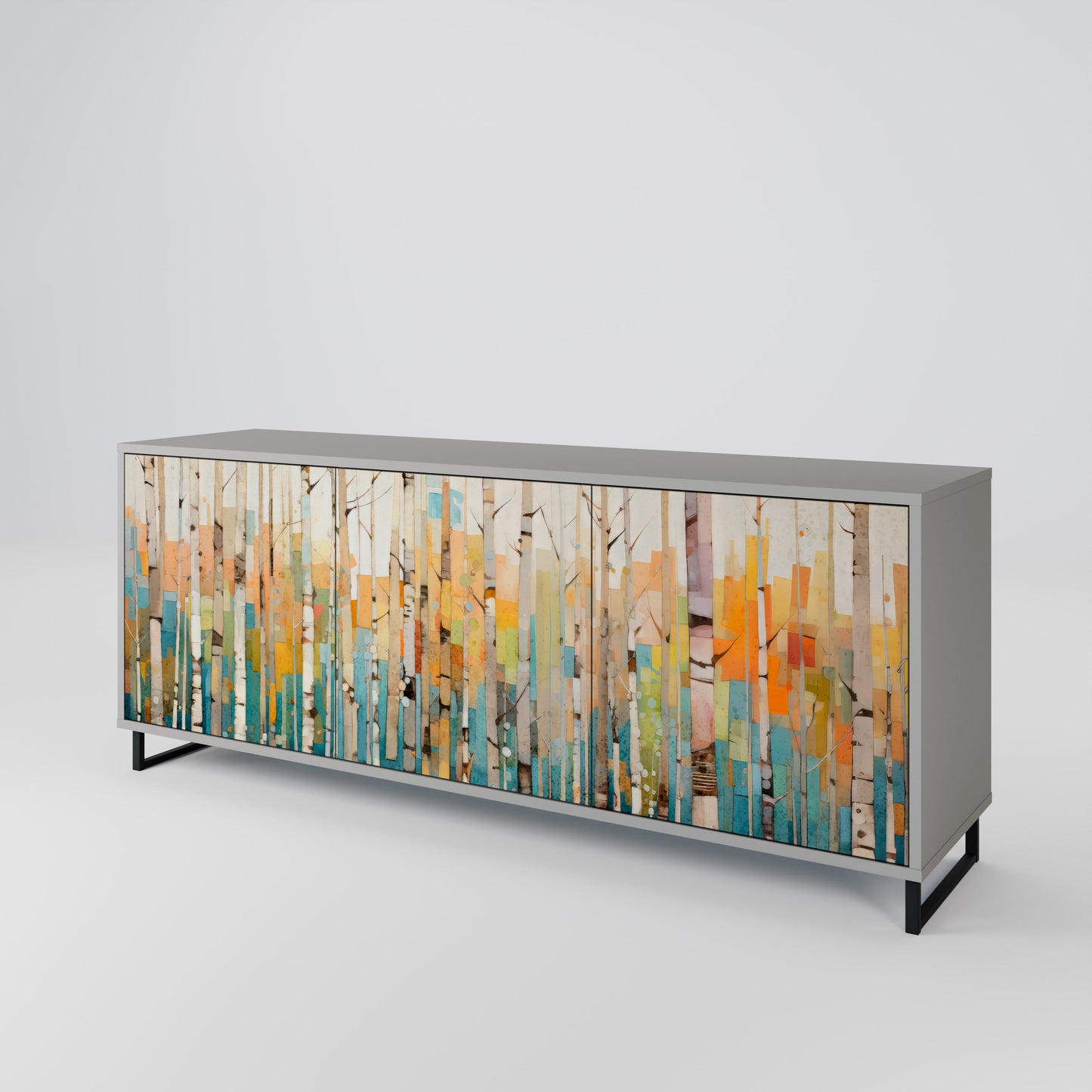 BIRCH KALEIDOSCOPE 3-Door Sideboard in Grey Finish