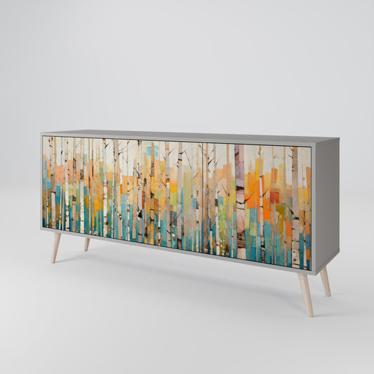 BIRCH KALEIDOSCOPE 3-Door Sideboard in Grey Finish