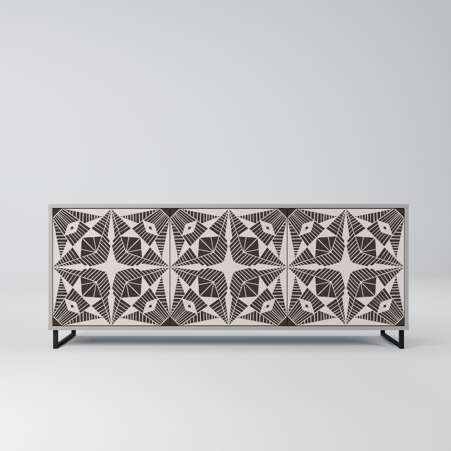 MONOCHROME NEXUS 3-Door Sideboard in Grey Finish