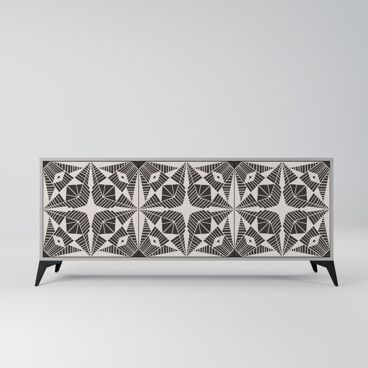 MONOCHROME NEXUS 3-Door Sideboard in Grey Finish