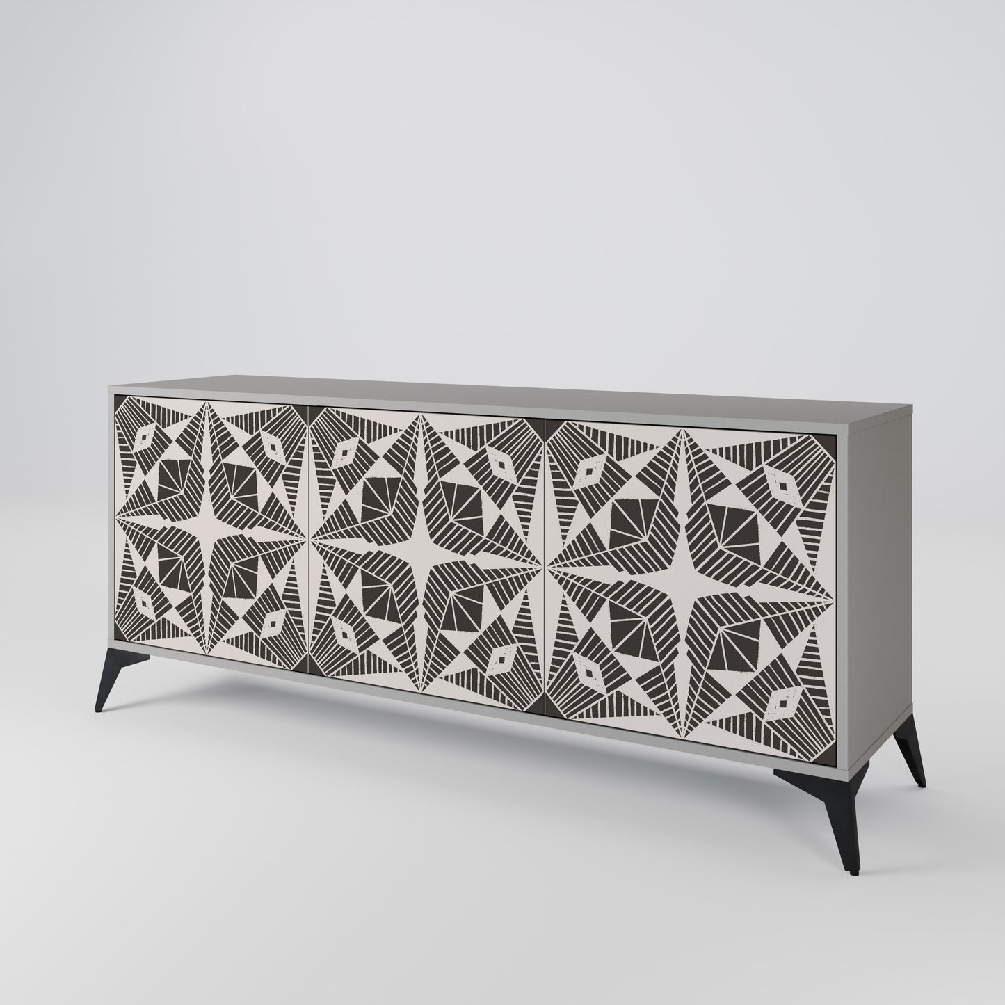 MONOCHROME NEXUS 3-Door Sideboard in Grey Finish