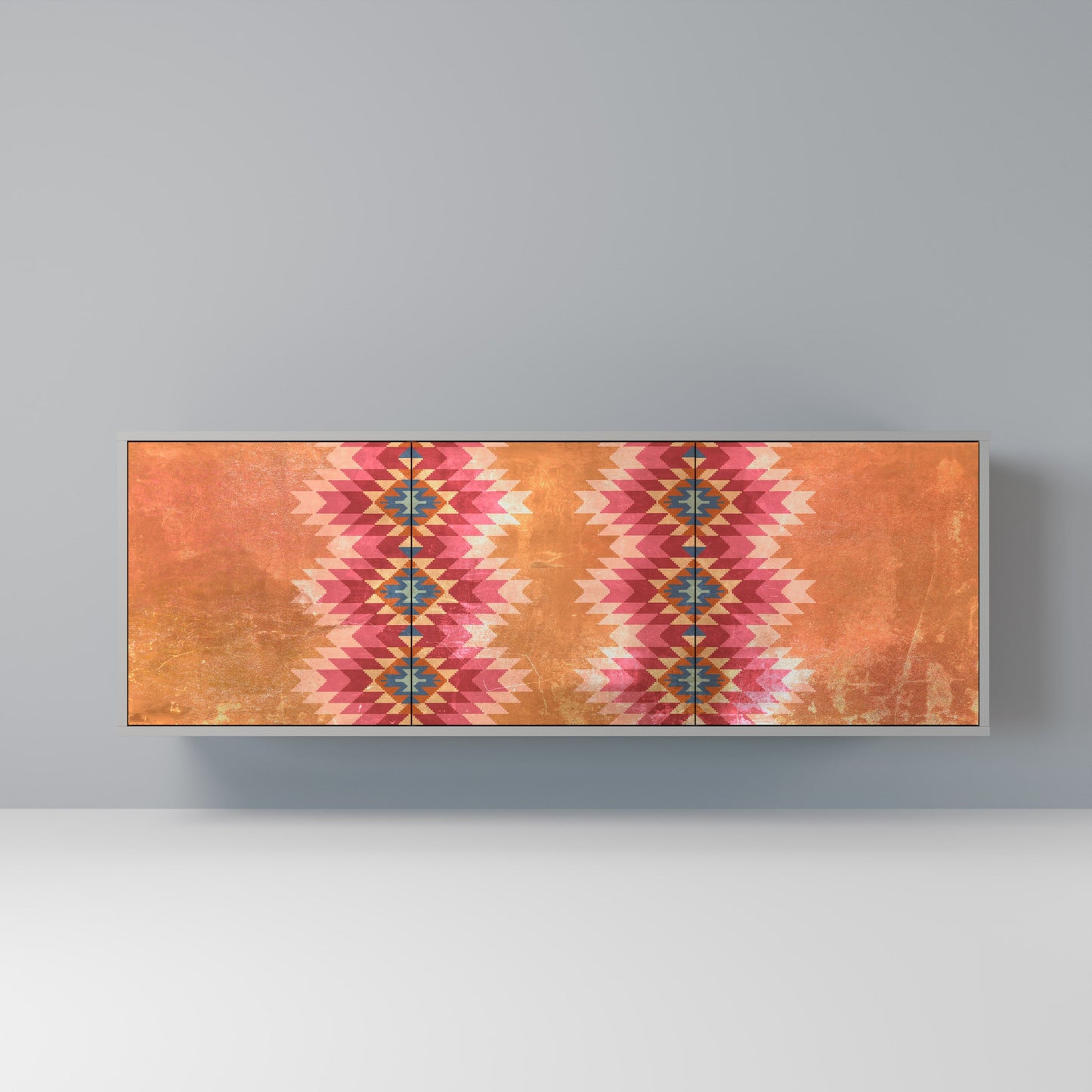 INDIAN FOLK 3-Door Sideboard in Grey Finish