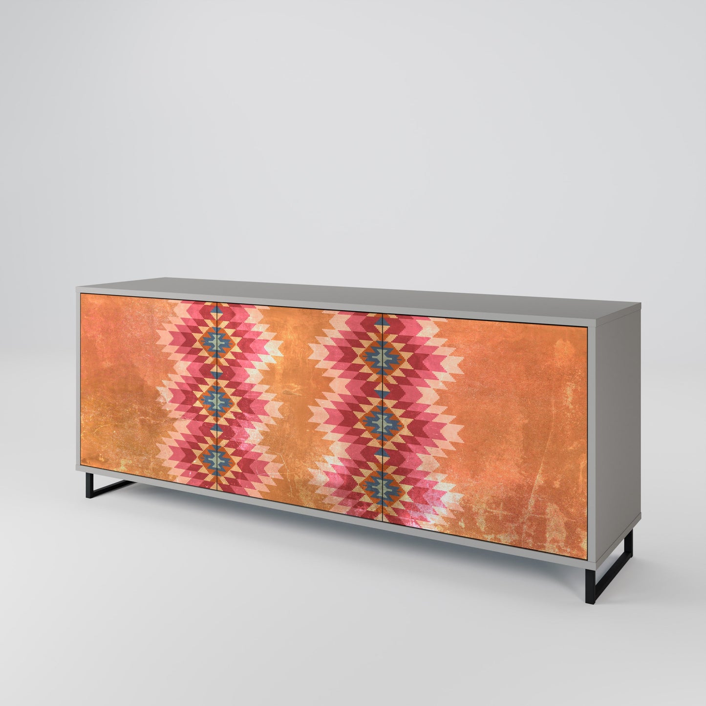 INDIAN FOLK 3-Door Sideboard in Grey Finish