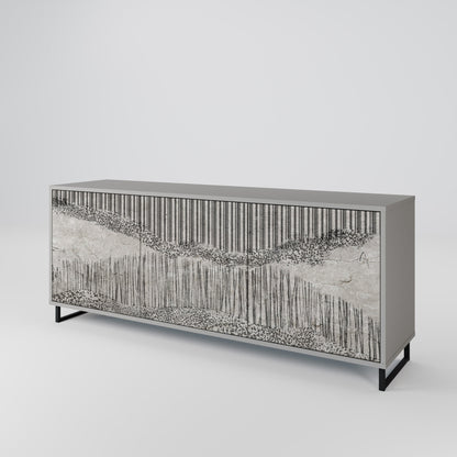 GRAIN LINES 3-Door Sideboard in Grey Finish