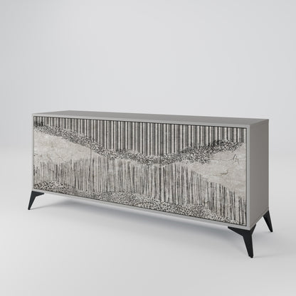 GRAIN LINES 3-Door Sideboard in Grey Finish