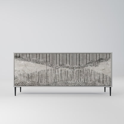 GRAIN LINES 3-Door Sideboard in Grey Finish