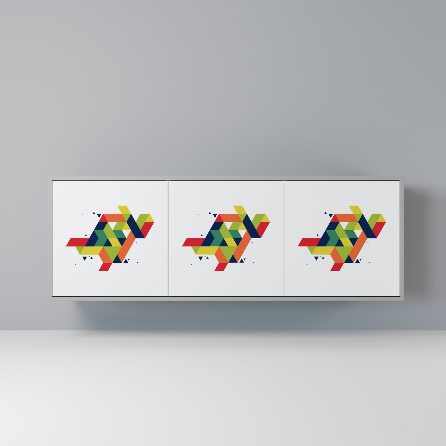 FUTURE SIGN 3-Door Sideboard in Grey Finish