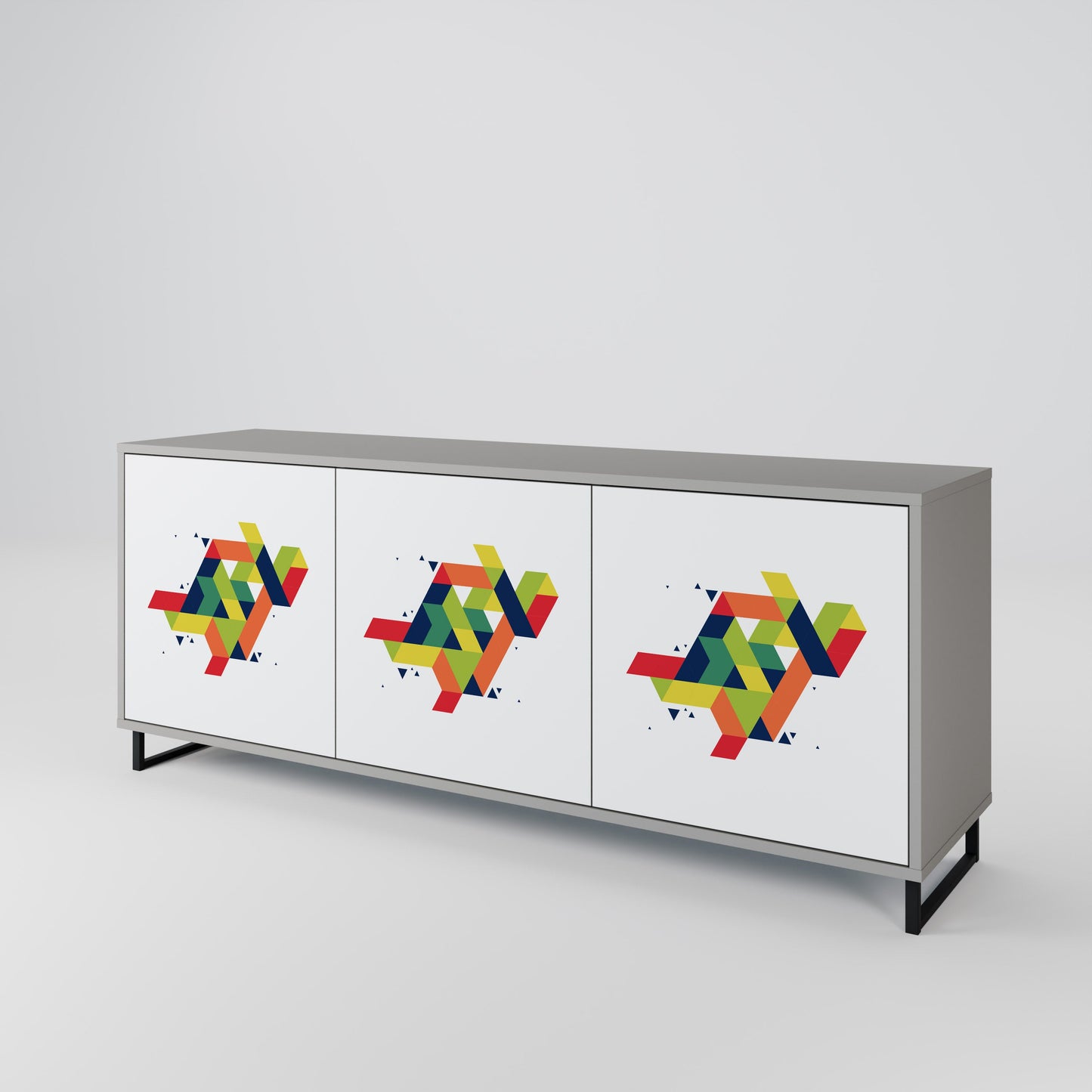 FUTURE SIGN 3-Door Sideboard in Grey Finish