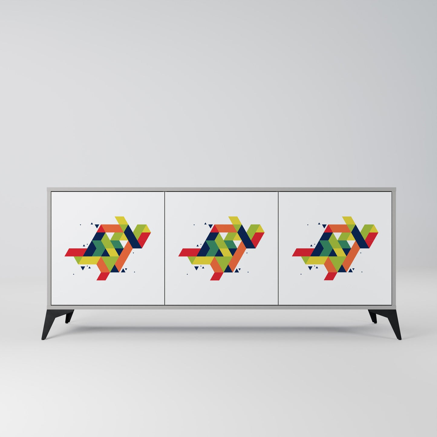 FUTURE SIGN 3-Door Sideboard in Grey Finish