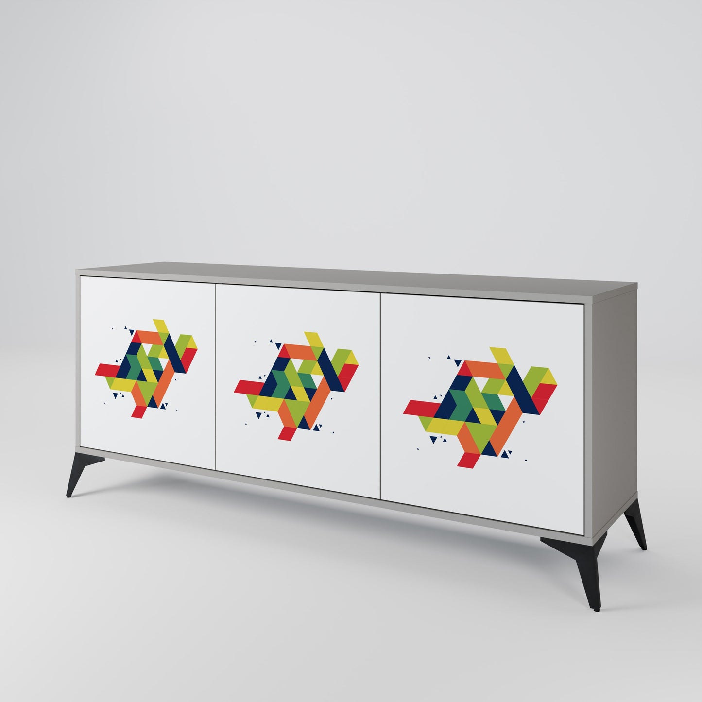 FUTURE SIGN 3-Door Sideboard in Grey Finish