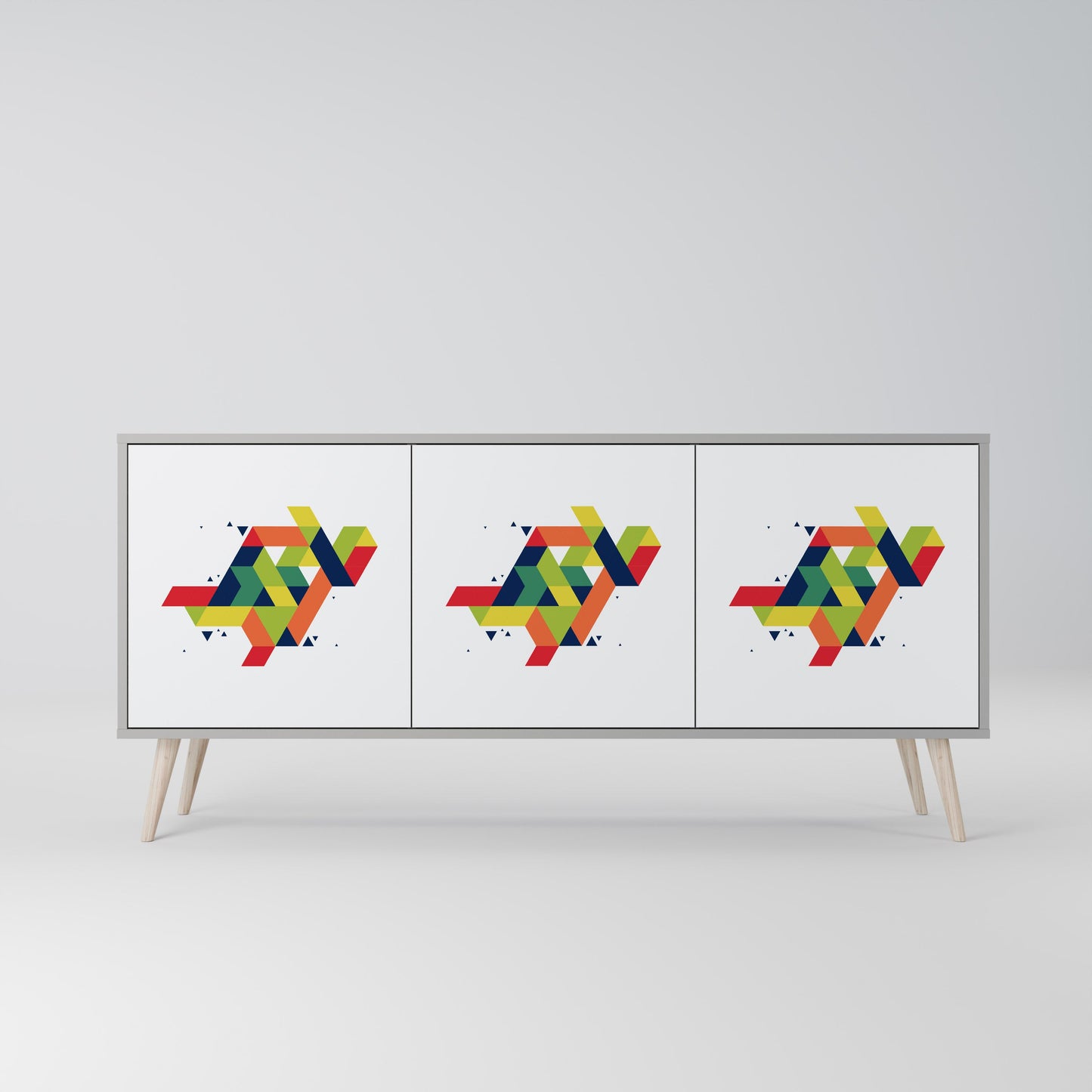 FUTURE SIGN 3-Door Sideboard in Grey Finish